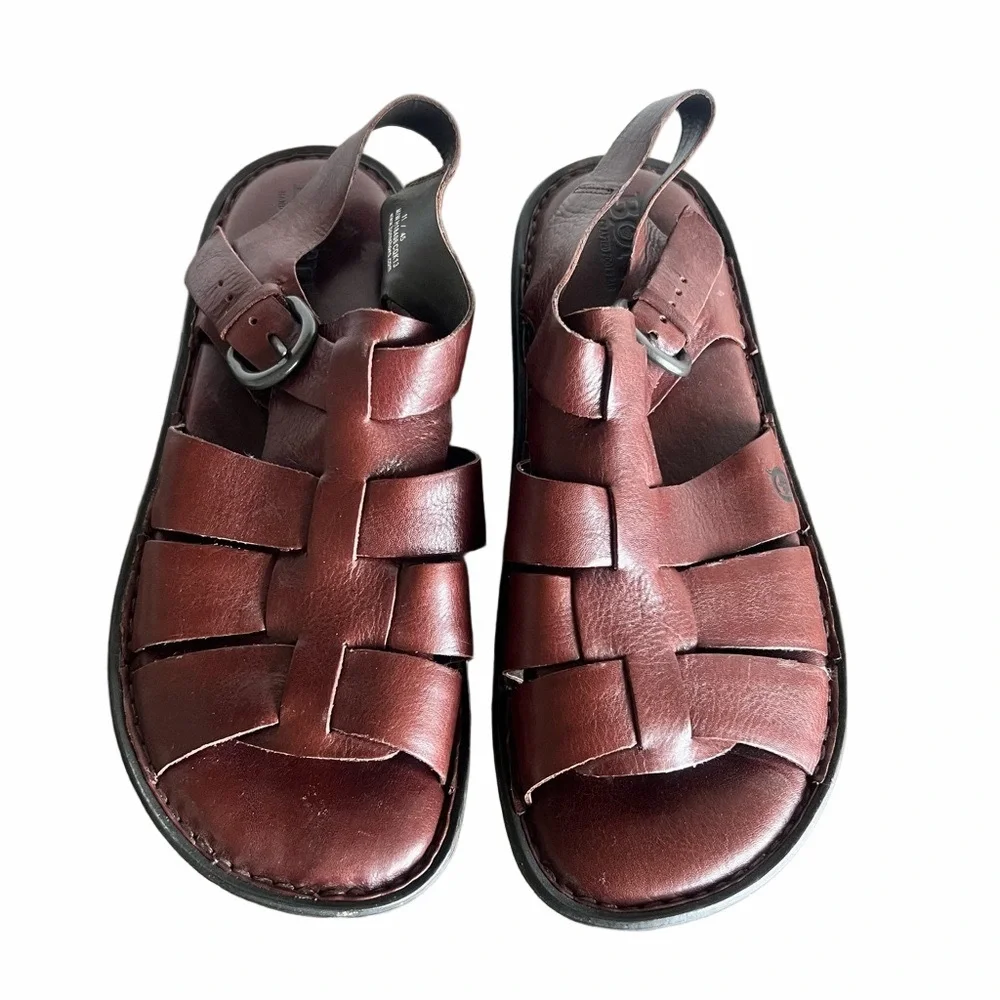 BORN Leather Fisherman Open Toe Men's Sandal Size 11 #857A